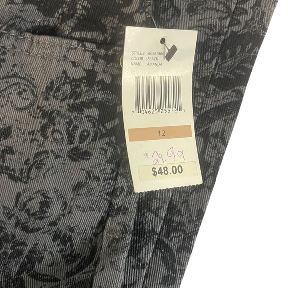 NWT Gloria Vanderbilt Amanda Classic Jeans Size 12 - Black Floral - Picture 8 of 12